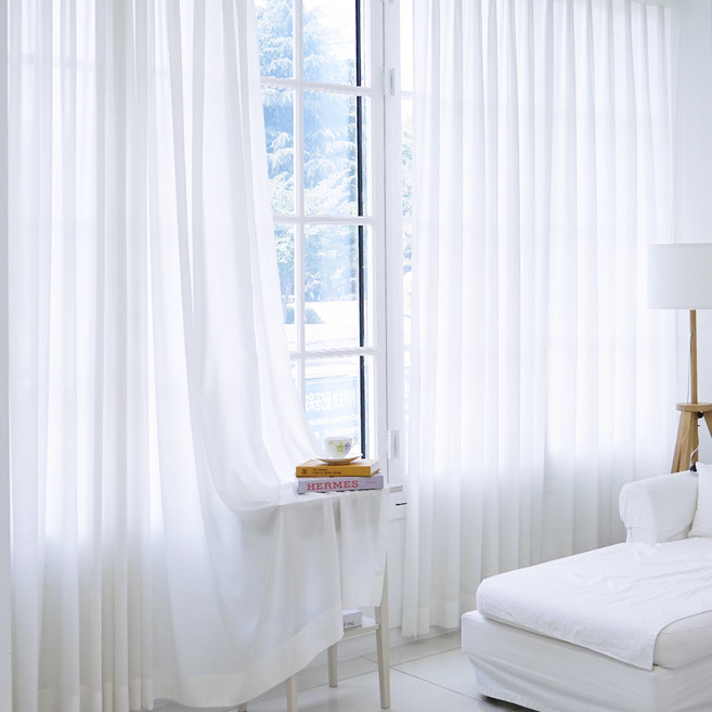 휴인홈 비침없는 나비주름 울트라도톰 쉬폰 커튼 2p