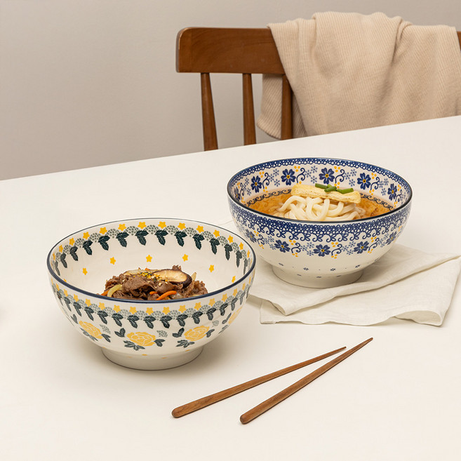 PRACA 陶瓷麵碗2件組, 紫羅蘭, 黃玫瑰, 1套