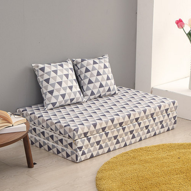 접이식 3단 무중력 슬립 매트리스 + 겉커버 세트, 북유럽 네이비, 120mm