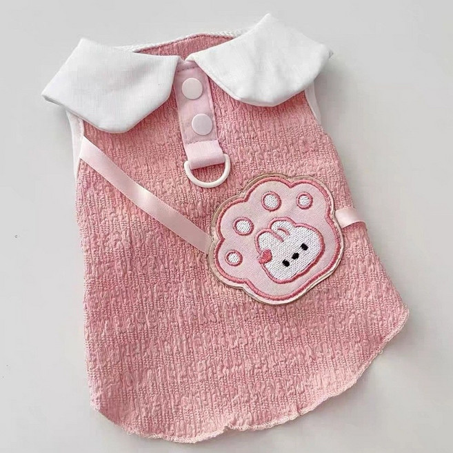 코코스튜디오 반려동물 하네스 지지미 카라티, 1개, 핑크