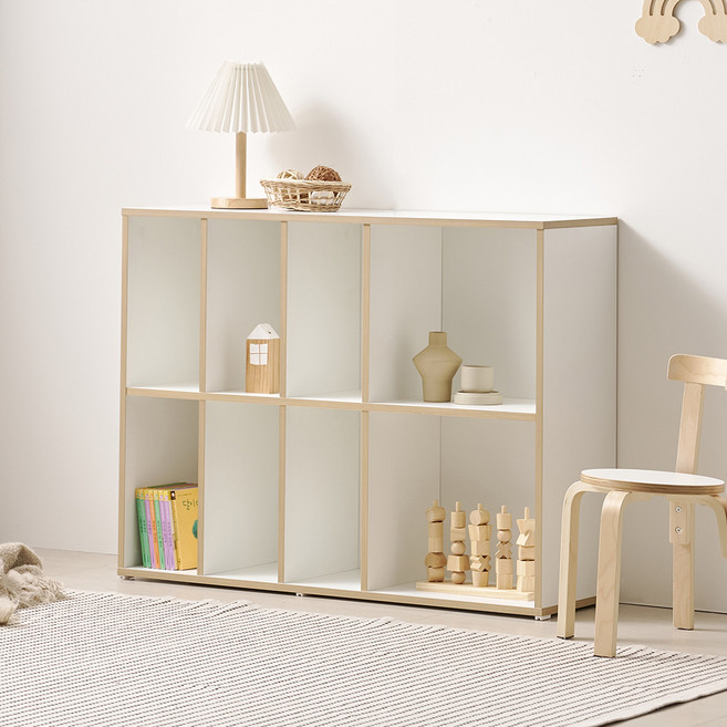 웰퍼니쳐 아동용 쿠비 책장 1000 방문설치, 화이트, 2단