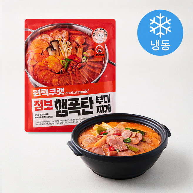 쿠캣 원팩쿠캣 점보 햄폭탄 부대찌개 (냉동), 1.5kg, 1개