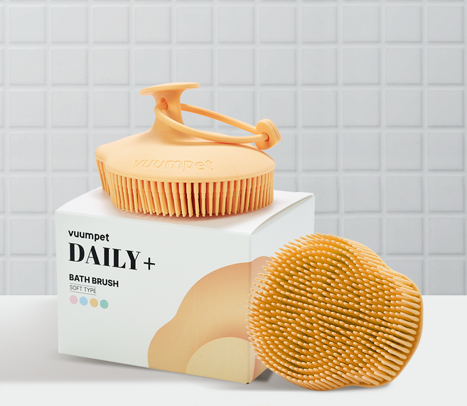 붐펫 반려동물 목욕 소프트 타입 실리콘 브러쉬, 오렌지, 1개