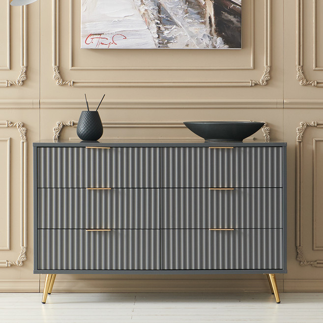 가구의가치 아트 3단 다용도 와이드 서랍장 1200 방문설치, 진그레이, 6개