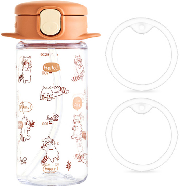 릿첼 AQ 슬림 빨대컵 R 240ml + 교체용패킹 P-3 세트, 1세트, 브라운