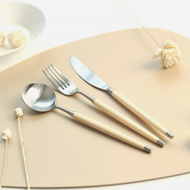 보겐 국산 르비앙 샤틴 양식 커트러리 세트, 베이지, 디너나이프 + 디너스푼 + 디너포크, 1세트