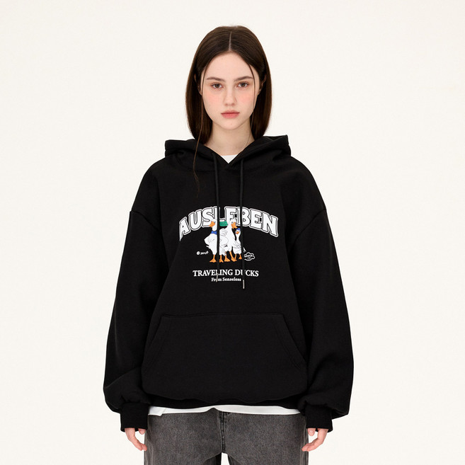 더매드문 오리형제 오버핏 기모 후드