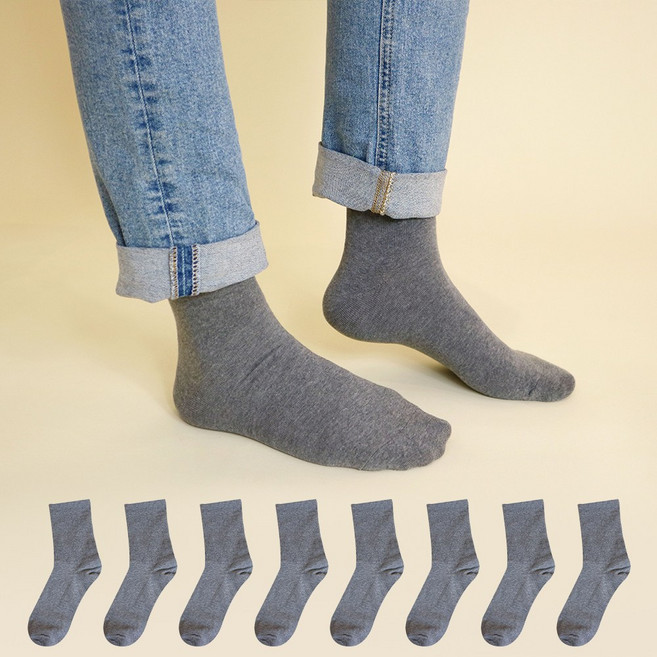 Mysock 男士無壓迫中筒舒適襪 8雙