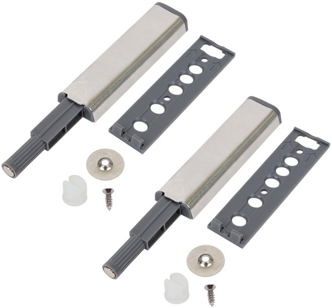 원터치 빠찌링 실버 2p + 원형철판 문짝 부착용 설치용 피스, 1세트