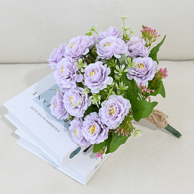 도시정원 조화 루이스 장미 부케, 퍼플, 1개