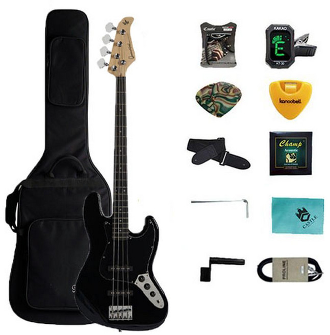 Gopher Wood J-Classic II 電貝斯, 墨黑色, 1組