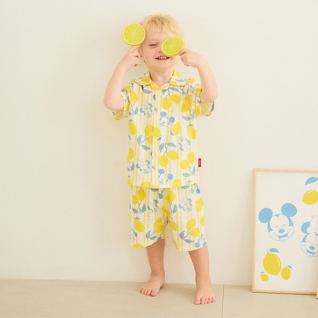 몰리멜리프렌즈 디즈니 미키 미니마우스 레몬 반팔 파자마 상하의 세트