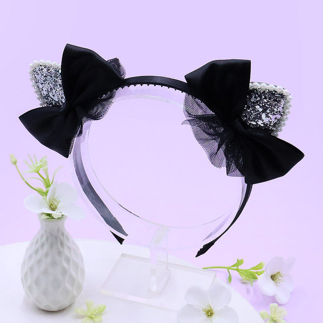 주)비단길 프릴냥 글리터 리본 머리띠