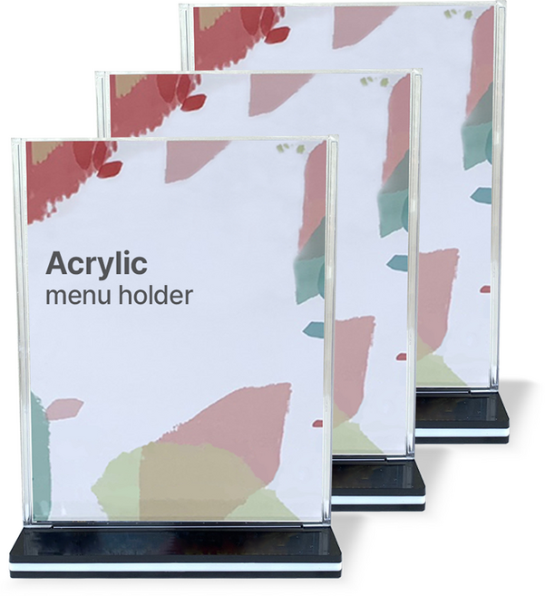 애드라벨 블랙 아크릴 메뉴판 POP 꽂이 세로형, 3개