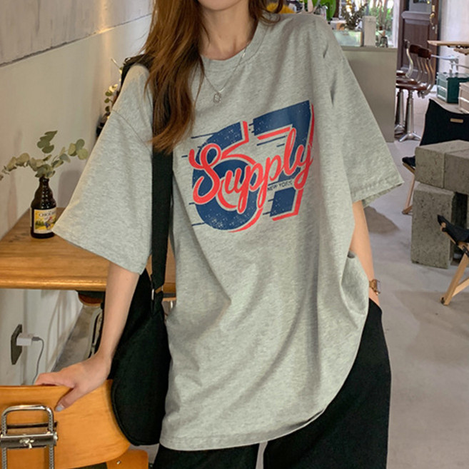 젤루나 여성용 순면 100% 빅사이즈 오버핏 박스 반팔 티셔츠 TH-17