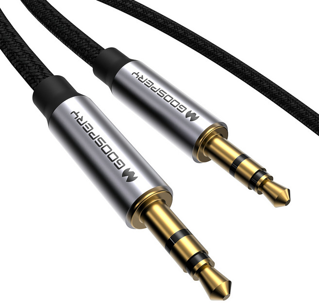 구스페리 3.5mm AUX 스테레오 오디오 케이블 1m, 실버, 1개