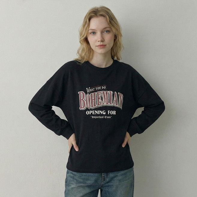 에이비에프지 여성용 레터링 롱 면 티셔츠 AFY1ZK32