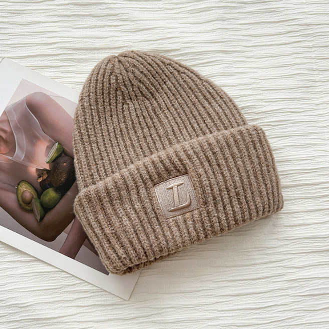 Ttabongoppa 刺繡字母冬季運動針織帽 JNHA2192, 棕色, 1個