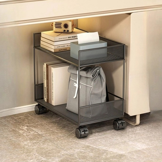 책상 정리 이동식 트롤리 대형 BRP960, 블랙, 2단