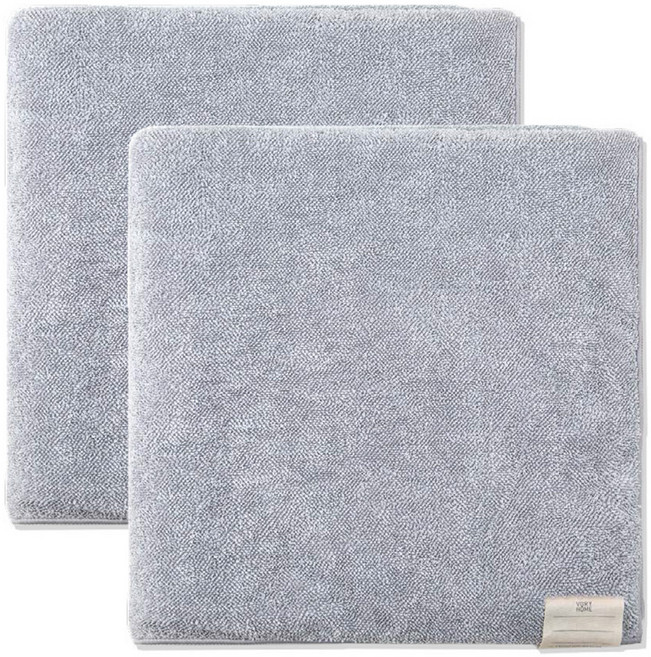 VORY HOME 單人用浴巾 550g 超細纖維 70 x 140 cm, 灰色, 2個