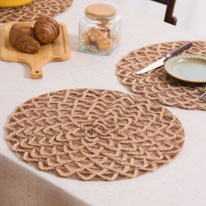 American Road 麻繩復古大型餐墊 HR2589, 2號, 2個, 直徑 38cm