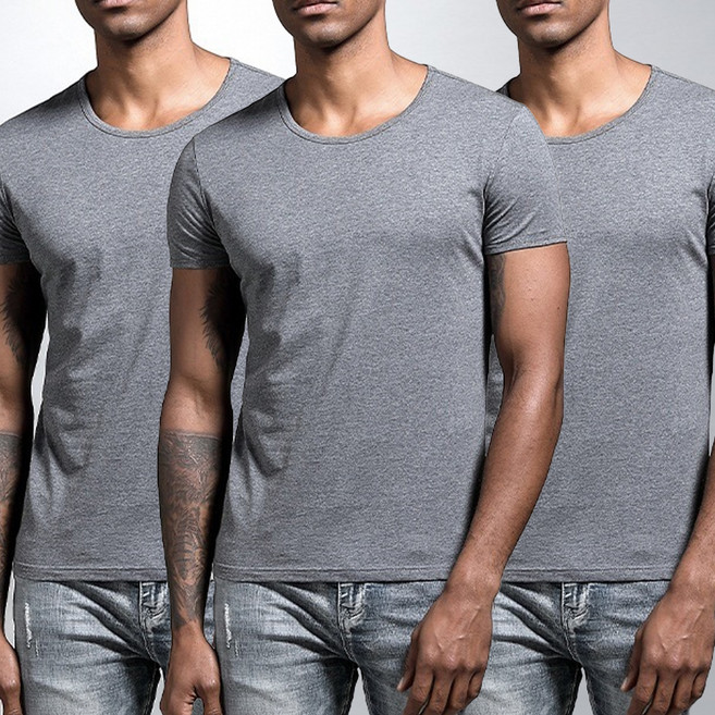 엘쏘 남성용 무지 운동복 머슬 슬림핏 헬스 반팔 티셔츠 3p
