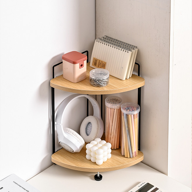 소하임 코너 책상 정리 선반, 블랙, 2단