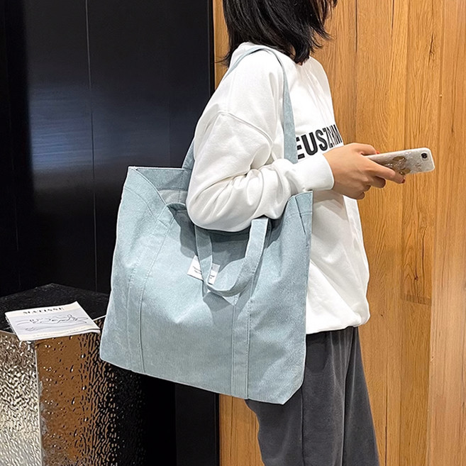 엘쏘 베이직 골지 코듀로이 캔버스 에코백