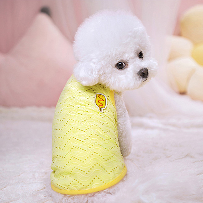 퍼피드림 강아지 리니 심플 컬러 민소매 티셔츠 10031, 1개, 옐로우