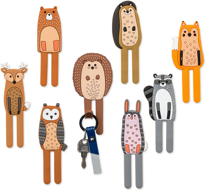 THE100% 노르딕 애니멀 자석형 멀티 후크 8종 세트, 부엉이 + 라쿤 + 사슴 + 토끼 + 다람쥐 + 고슴도치 + 곰 + 여우, 1세트
