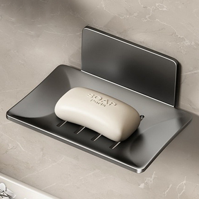 인뮤즈 무타공 접착식 알루미늄 비누받침, 그레이, 1개