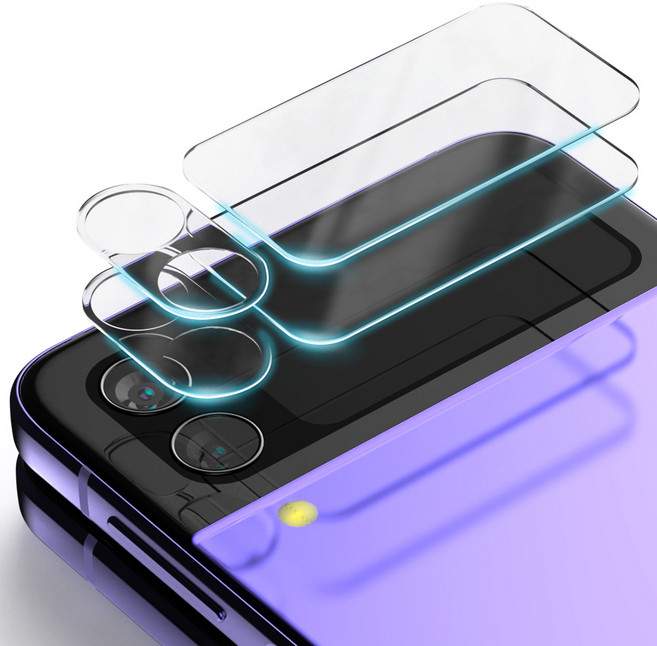 구스페리 빛번짐 방지 에어가드 풀커버 카메라 렌즈 + 후면보호 강화유리 휴대폰 액정보호필름 2매, 1세트