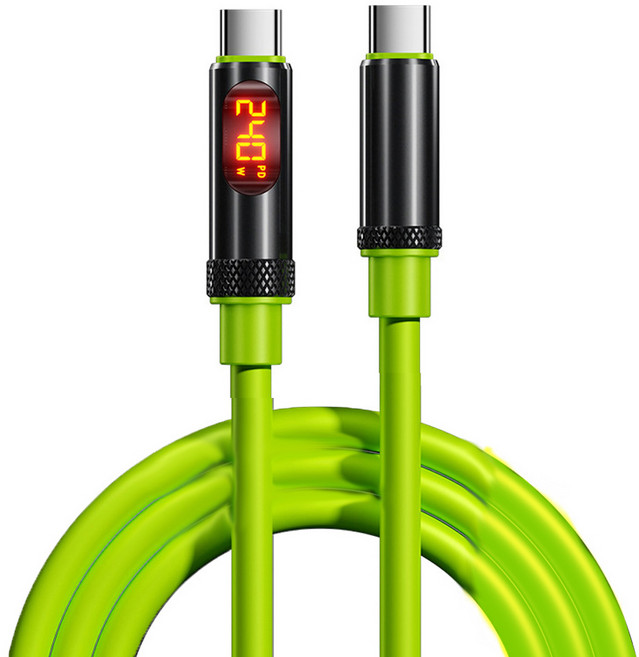 小麥購物 Type-C系列 數顯快充數據線 240W C-C L1369, 1個, 綠色, 2m