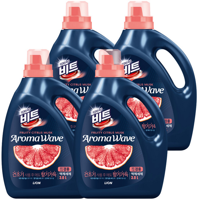 비트 아로마 웨이브 향기나는 액상세제 시트러스 겸용 본품, 3L, 4개