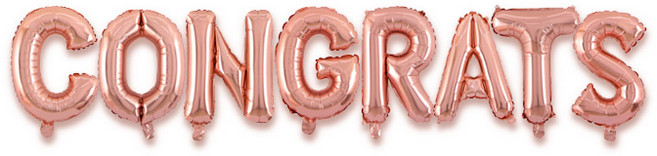와우파티코리아 CONGRATS 파티 풍선 세트, 로즈골드, 1세트