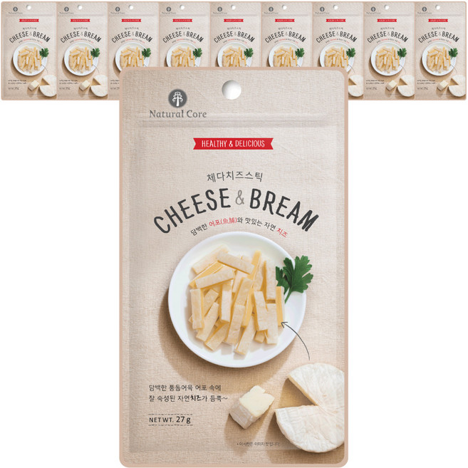 네츄럴코어 강아지 건조간식 S, 혼합맛(치즈/브림), 27g, 10개