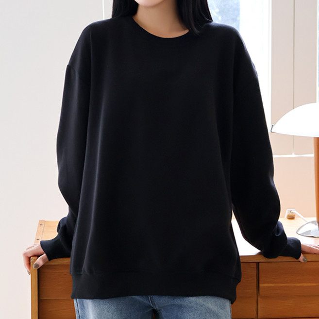 LUNA GIRL 女款基本款特殊雙面大尺碼刷毛素色大學T L24WT110101