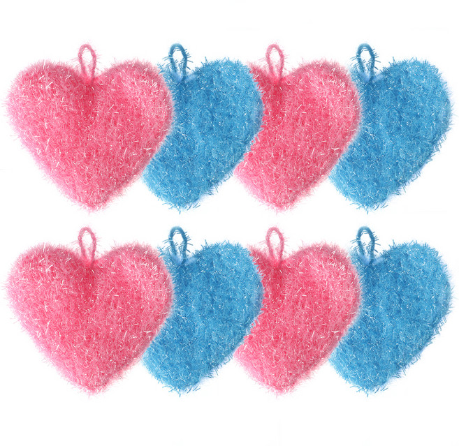 이와이엔스토리 버블킹 하트 수세미 2종 x 4p 세트, 1세트