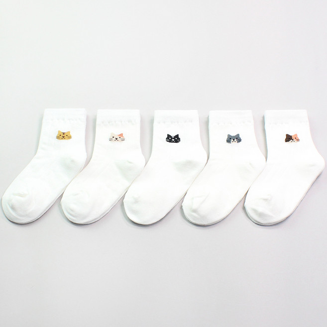 설레발 아동용 냥이 데일리 양말 5족 세트
