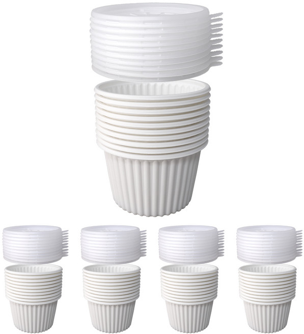 블룸엣홈 105파이 PP 밥용기 국물용기 반찬용기 화이트 대 50p + 뚜껑 50p 세트, 1세트, 100개입