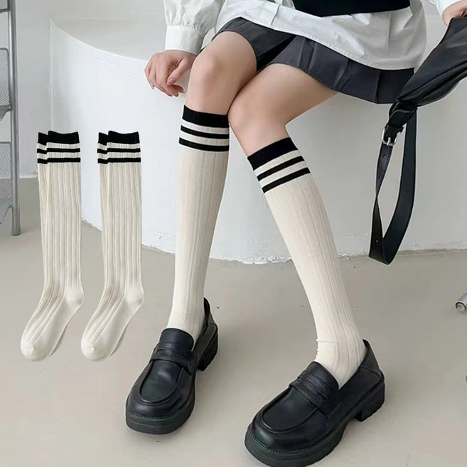 알로데 여성용 화이트라인 니삭스 2켤레