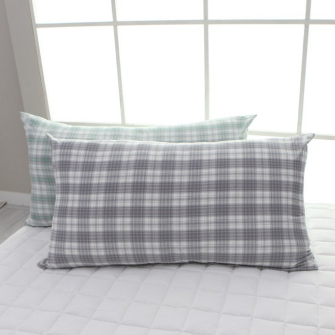 보몽드 국내산 면 30수 선염 사계절 대쿠션 솜포함, 아이비체크 도브그레이