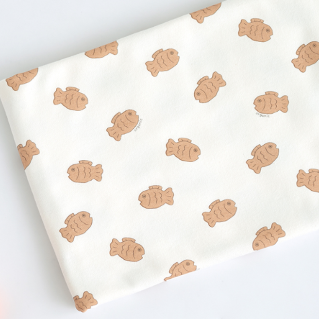 有機柔軟有機棉服飾布料, 雙面針織鯛魚燒, 1個