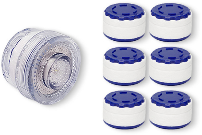 아쿠아듀오 세면대 정수헤드 SF-2000LED + 전용 녹물필터 6p, 1세트