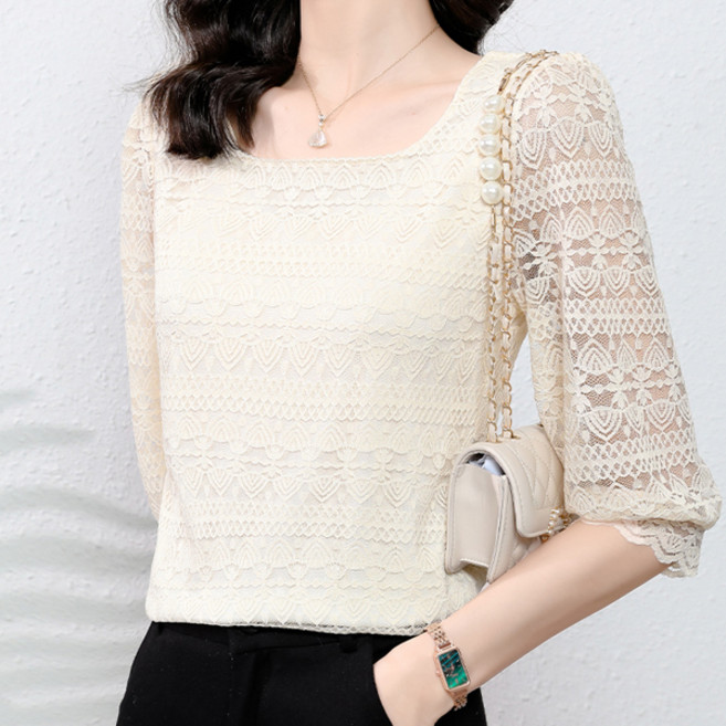 포플러앤씨 여성용 애너하임 레이스 빅사이즈 블라우스 P26SMBL022010