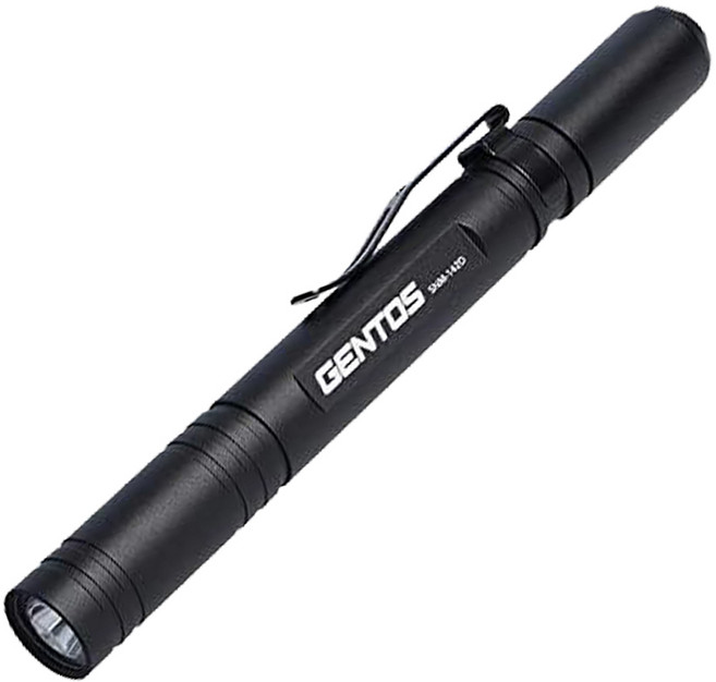 GENTOS 筆型超輕量手電筒 200流明 IPX4 SNM-142D, 黑色, 1個