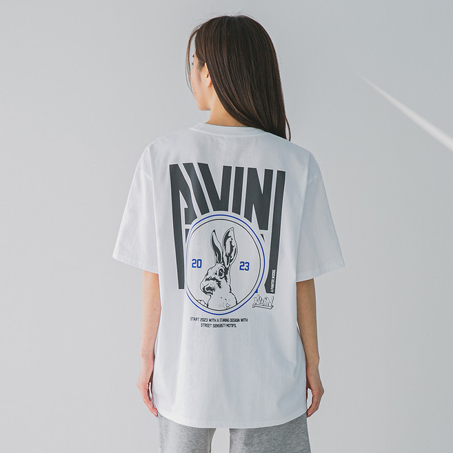 ALVINCLO The Rabbit 寬鬆版型短袖T恤 AST4829, 白色