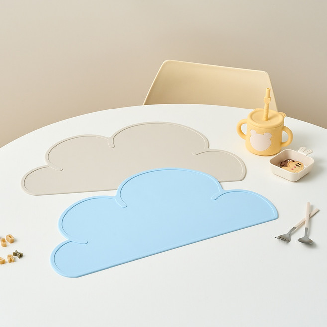 모던하우스 플래티넘 실리콘 식탁매트 2종 세트 구름, 혼합색상, 1세트, 47.5 x 26.5 cm