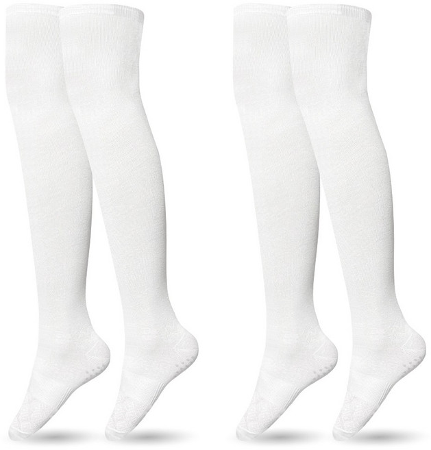 크로커다일 여성용 골프 논쿠션 라라 오버니삭스 CD214, 화이트, 2개