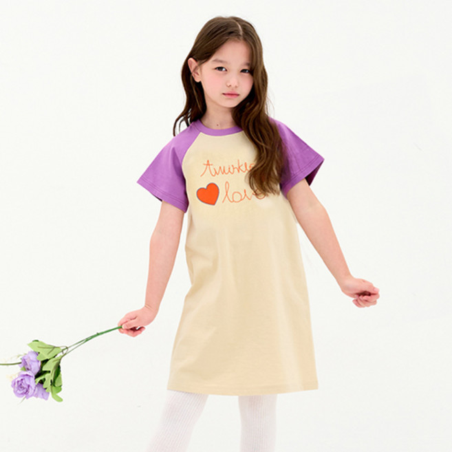 unifriend 女童透氣Twinkle Love上學服棉質短袖連身裙